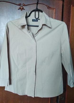 Блуза рубашка yes or no, бежевая 42-46 р. , рукав 3/4, эластичная