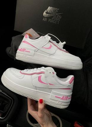 Nike air force 1 shadow magic flamingo жіночі кросівки найк шедів білі (36-41)