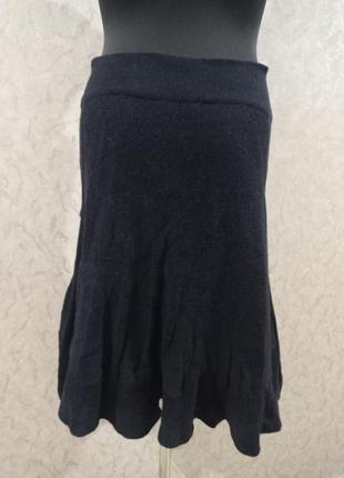 Теплая юбка машинной вязки, в составе альпака, цвет черный, размер л-хл3 фото