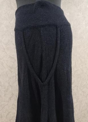 Теплая юбка машинной вязки, в составе альпака, цвет черный, размер л-хл4 фото