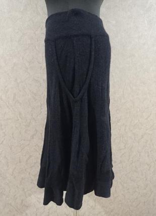 Теплая юбка машинной вязки, в составе альпака, цвет черный, размер л-хл2 фото