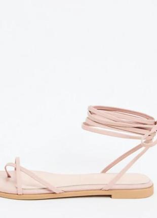 Шикарные стильные босоножки сандалии на завязках asos в греческом стиле пудровая роза3 фото