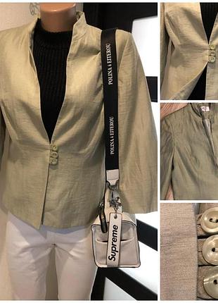 Натуральний льон легкий оливковий піджак, жакет кардиган