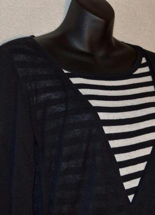 Тоненький черно-белый свитерок-обманка натуральный состав m-l3 фото