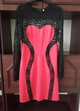 Весеннее яркое платье с кружевом с гипюром женское
