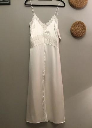 Новое белоснежное платье на бретельках, элегантное стиль zara