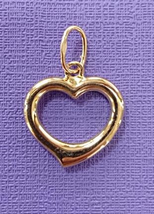Золотий кулон у вигляді серця4 фото