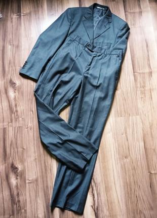 Костюм брючный hugo boss 48 размер шерсть серый пиджак брюки10 фото