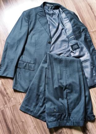 Костюм брючный hugo boss 48 размер шерсть серый пиджак брюки1 фото