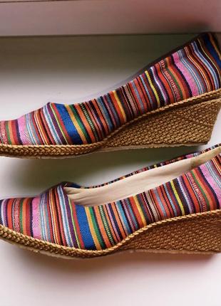 Балетки на танкетке плетеная подошва этно стиль текстильные туфли 39-40