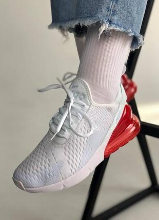 Женские кроссовки nike air max 270 white/red10 фото