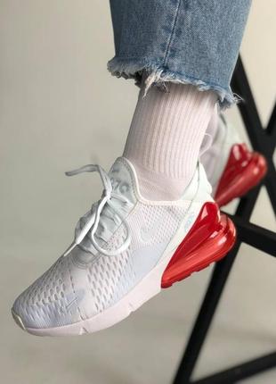 Женские кроссовки nike air max 270 white/red3 фото