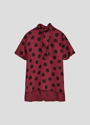 Романтична блузка ,сорочка в горошок з бантом на шиї,великий розмір,zara3 фото