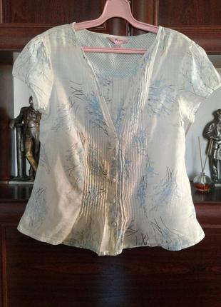 Натуральная хлопчатобумажная блузка с голубым рисунком monsoon