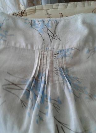 Натуральная хлопчатобумажная блузка с голубым рисунком monsoon4 фото