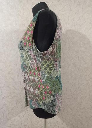 Блуза, вискоза, цвет болотный с рисунком, размер 48-502 фото
