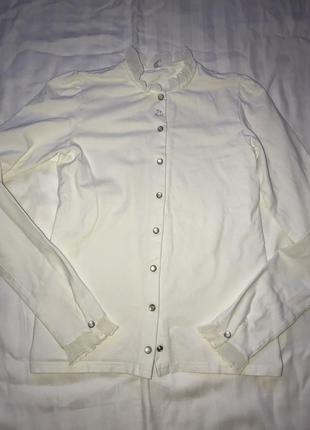 Белая блузка, блузка с длинным рукавом, кофта