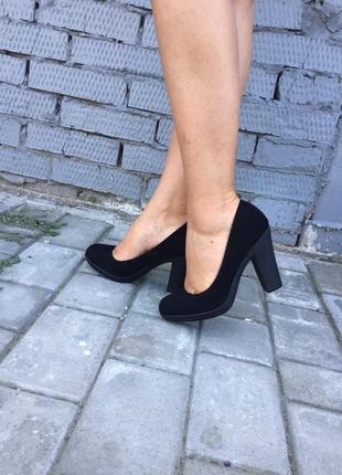Туфлі жіночі c107 чорні (весна-осінь еко-замш)4 фото