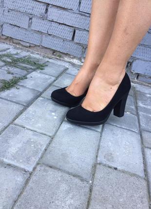 Туфлі жіночі c107 чорні (весна-осінь еко-замш)6 фото