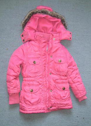 Зимова довгенька куртка рожевого кольору