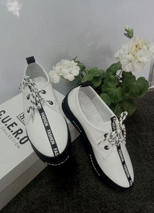 Женские туфли кеды белые кожаные на шнурках1 фото