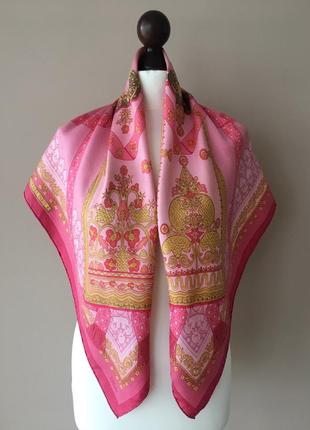 Винтажный шелковый платок шарф палантин hermes paris vintage brinsd'or j. adadie100% silk8 фото