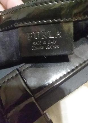 Сумка шоппер середня чорна з переливом шкіра лакована оригінал furla італія2 фото