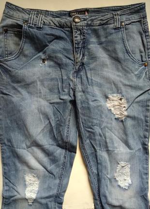 10-12 only голубые прямые рваные джинсы слим деним с потертостями1 фото