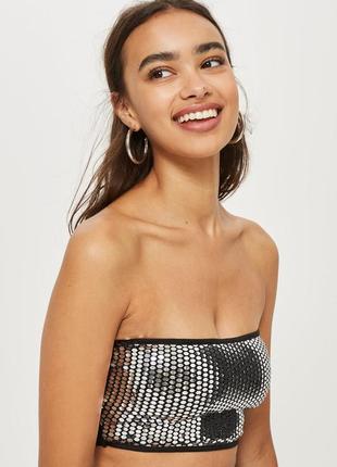 Зеркальный топ бандо topshop mirror bandeau top