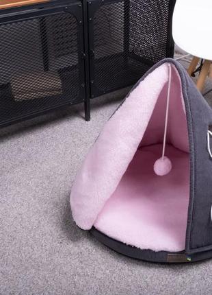 Лежак для котів pets lounge yurt velvet, сірий
