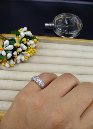 Серебряное широкое кольцо в белых фианитах 925 размер 162 фото