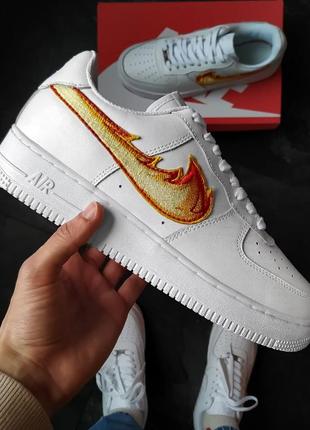 Чоловічі кросівки nike air force 1 white orange 40-41-42-43-44-454 фото