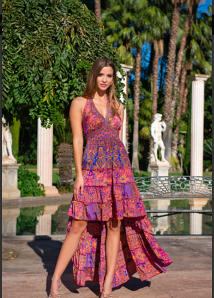Асиметричний шовковий якісний сукня - сарафан ,indiano, fresh-cotton, anastasea