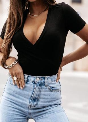 🍰кофта женская, с запахом, 125/369, 🌺черный