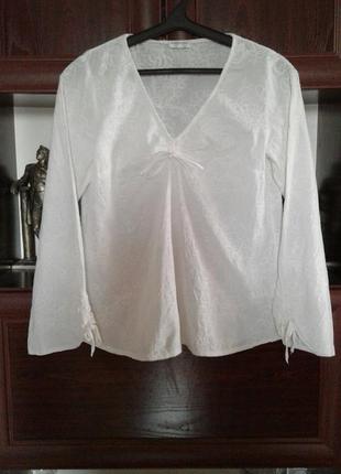 Біла натуральна блузка з довгим рукавом bijenkorf