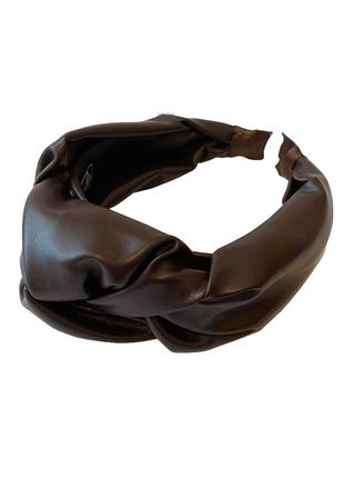 Стильный обруч ободок из эко кожи "шоколад" для волос my scarf