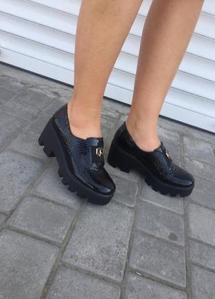 Туфли женские olan-s 3218 чёрные (весна-осень натуральная кожа)
