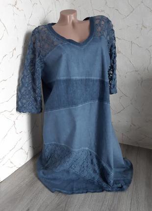 Сукня,сукня міді льон/бавовна синє розмір 50