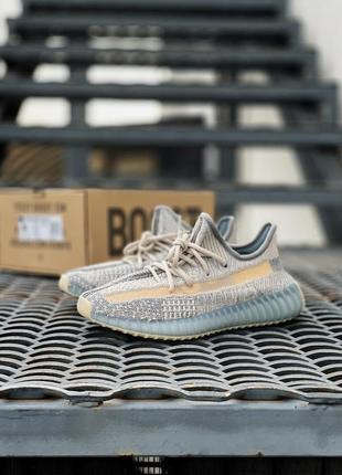 Классные мужские кроссовки adidas yeezy boost 350 серые с бежевым унисекс 36-45 р.1 фото