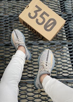 Классные мужские кроссовки adidas yeezy boost 350 серые с бежевым унисекс 36-45 р.5 фото