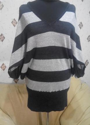 Стильная туника свитер джемпер  кокон из шерсти