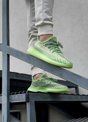 Нереальные женские кроссовки adidas yeezy boost 350 салатовые с серым7 фото