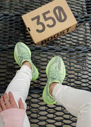 Нереальные женские кроссовки adidas yeezy boost 350 салатовые с серым5 фото