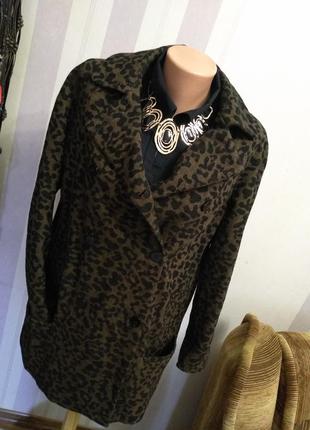 Шерстяное пальто zara, леопардовый принт2 фото