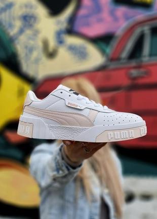 Прекрасные женские кроссовки кеды puma Amplified cali белые с розовым