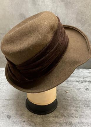 Шляпа фетровая, коричневая, шерсть, италия3 фото