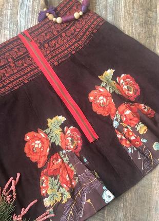 Дизайнерская вельветовая юбка в цветочек с вышивкой 😍1 фото