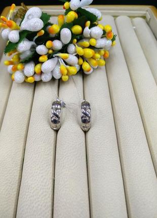 Серебряные серьги плетения классика 925 английский застежка3 фото