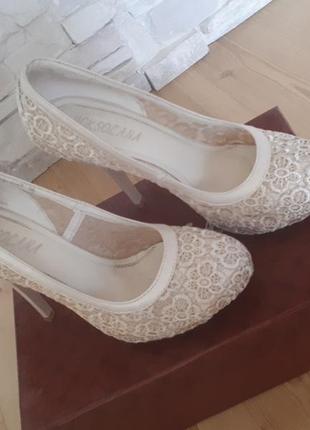 Туфли,  свадебные туфли,  летние туфли, светлые туфли, на шпильке, на высоком каблуке1 фото