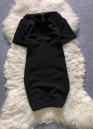 Офисное классическое платье базовое мини чёрное5 фото